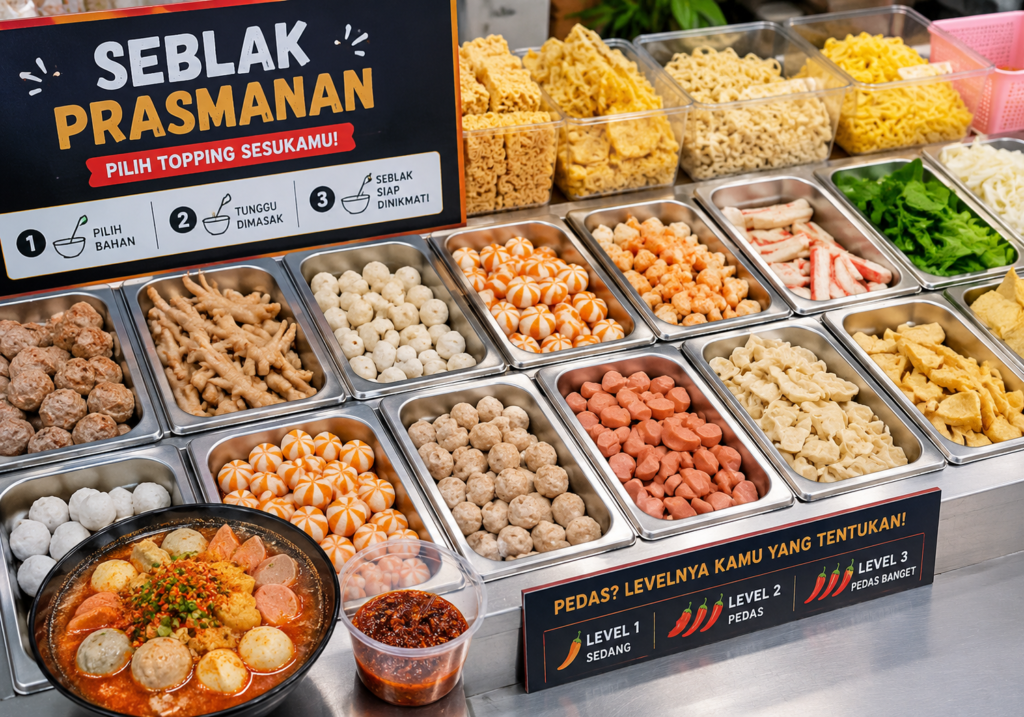 seblak prasmanan konsep, cara memulai, dan bahan yang dibutuhkan​
