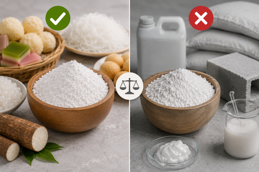 beda tepung tapioka industrial grade dan food grade